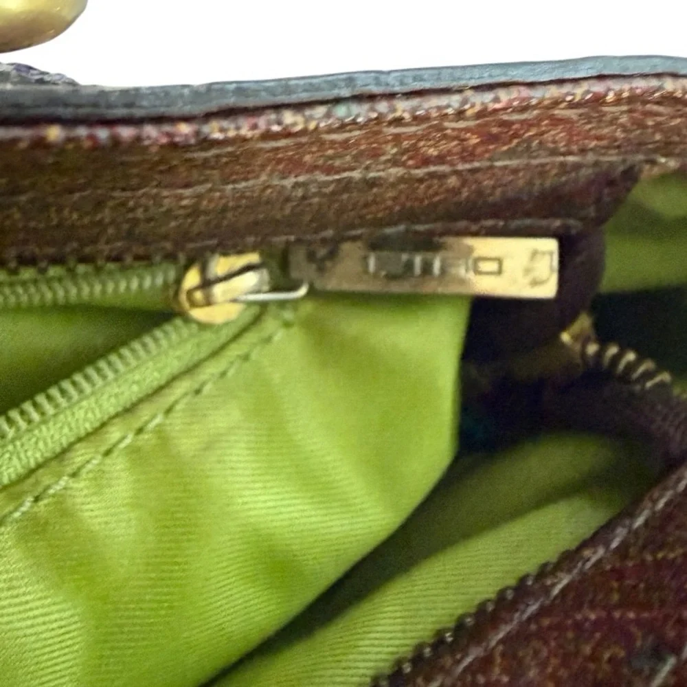 Vintage ETRO Paisley Leather Satchel Bag Made in Italy Boho Designer Handbag